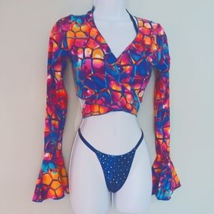 Shrug,  wrap top with bell sleeves.